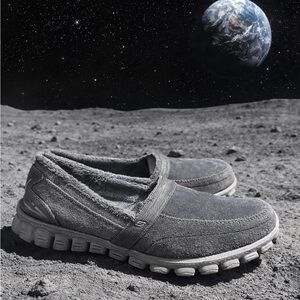 Skechers Women’s Slip On Shoes Size 8 Gray Leather Memory Foam Comfort Walking